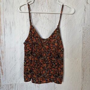 SO Floral V-Neck Cami in Orange and Black